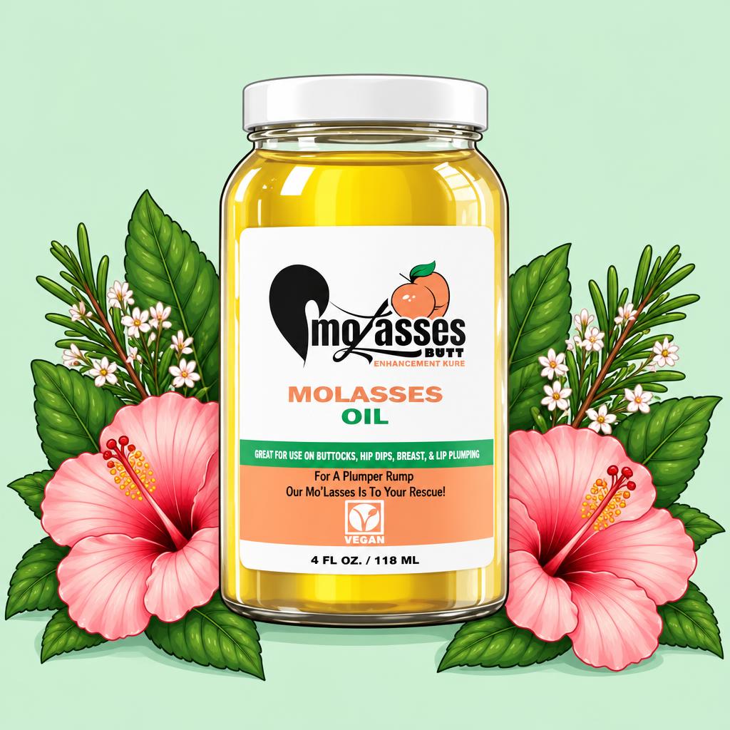 Mo’Lasses BB Oil 128oz Jar — cartoon recreation of the website artwork.