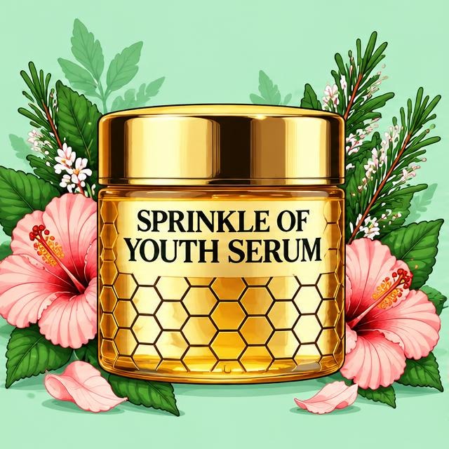 Sprinkle of Youth Serum — cartoon recreation of the website artwork.